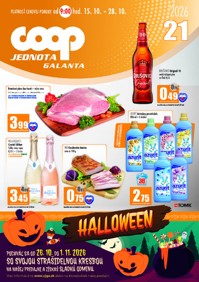 Letáky Regionálny leták COOP Jednota Galanta, platné od 15.10. do 11.11.2026