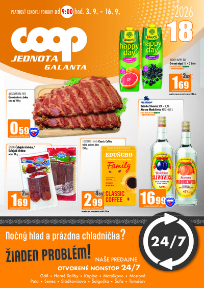 Letáky Regionálny leták COOP Jednota Galanta, platné od 3.9. do 16.9.2026