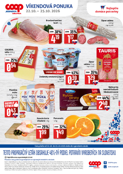 Letáky Regionálny leták COOP Jednota Krupina, platné od 22.10. do 25.10.2026