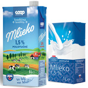 Mlieko polotučné 1,5% 1 l