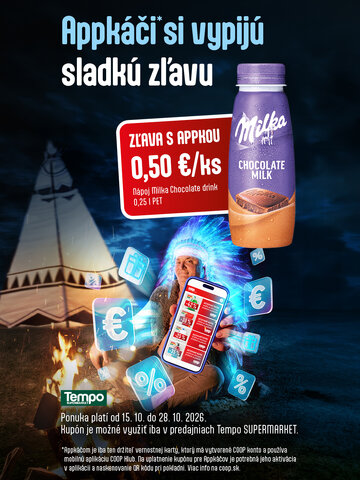 Milka nápoj appkáči - kupón október 2026